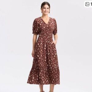 NWT universal threads, target Women's Brown Floral Midi Dress size medium